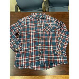 Browning Mens Button Up Crawford Long Sleeve Blue and Red Plaid Shirt Size XL